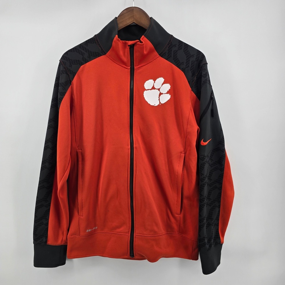 Nike Clemson Tigers Dri-FIT Full Zip Jacket Mens Small Orange Black Training